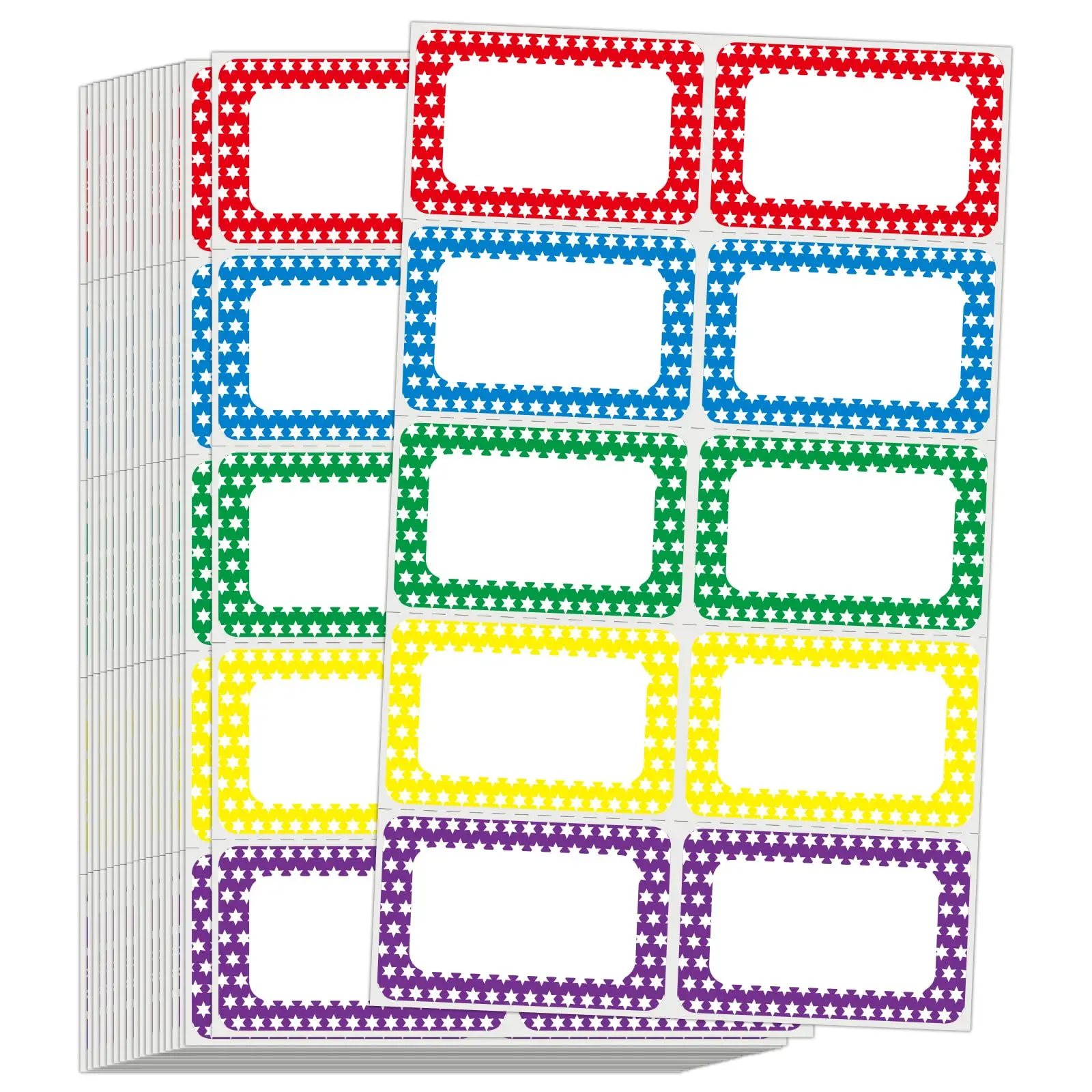 

200 Colorful Stickers Star Border, Name Labels Tags for School Office Home 89x57mm