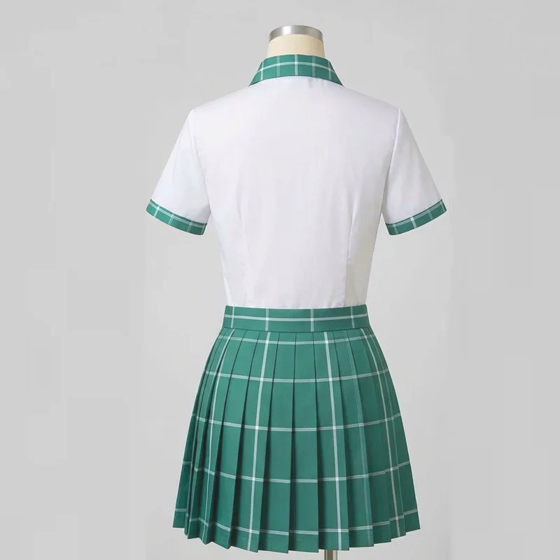Alien Stage Cosplay Costume ALNST Mizi Sua Anakt Garden School Uniform Green Plaid Pleated JK Skirt Full Set Women Anime Outfit - view 3
