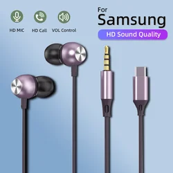 Type C Headphones Wired Earphones 3.5mm Earbud Headset With Mic DAC Chip For Samsung Galaxy S24 S23 S21 S22 Ultra iPhone15