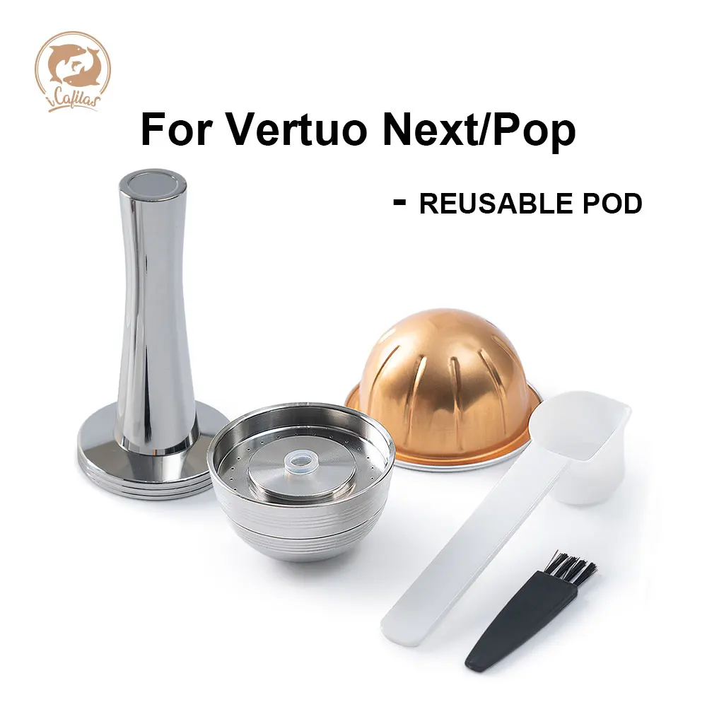 For Nespresso Vertuo Next Reusable Capsule Stainless Vertuoline Pop Refillable Pods Coffee Filters with Original Pod