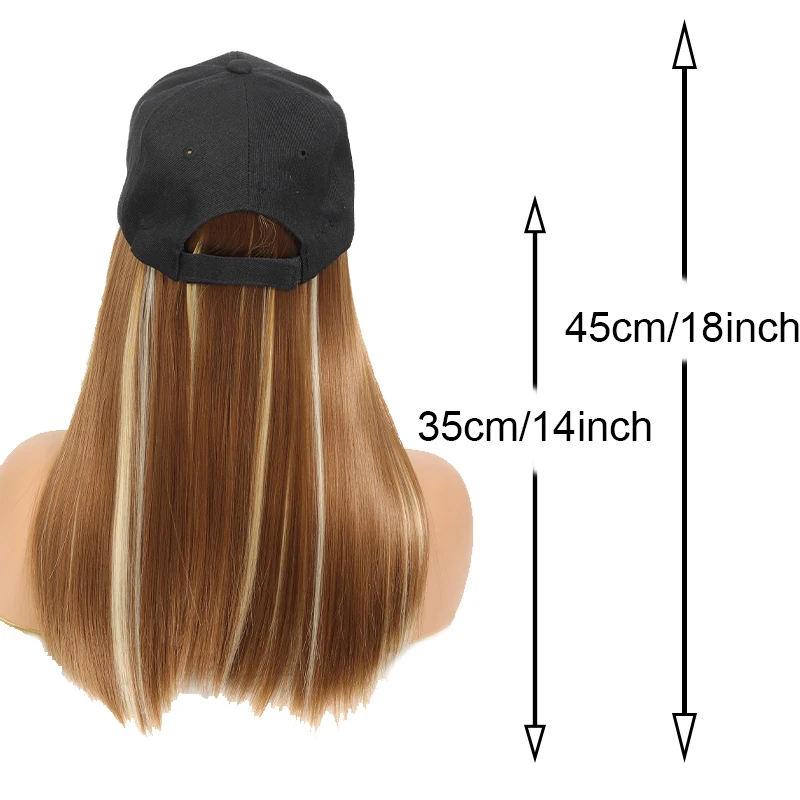 Black duckbill hat straight hair hat wig synthetic fiber wig women's wig easy to wear for daily use when going out