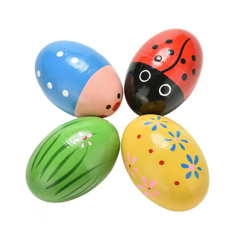 New Well Designed Egg Wooden Baby Toy Music Shaker Instrument Music Teaching AIDS Percussion Colorful Maracas