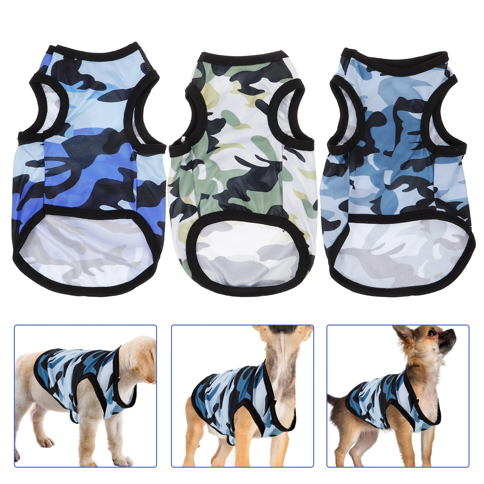 

3 Pcs Pet Vest Apparel Dog Summer Clothes Puppy Outfits Shirt for Dogs Polyester Clothing Cute Shirts Camouflage