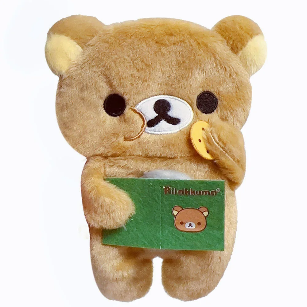 New Cute Rilakkuma Bear Eat Cookie Plush Coin Purse Pencil Cases Pouch Makeup Cosmetic Container Organizer Small Wallets Bag