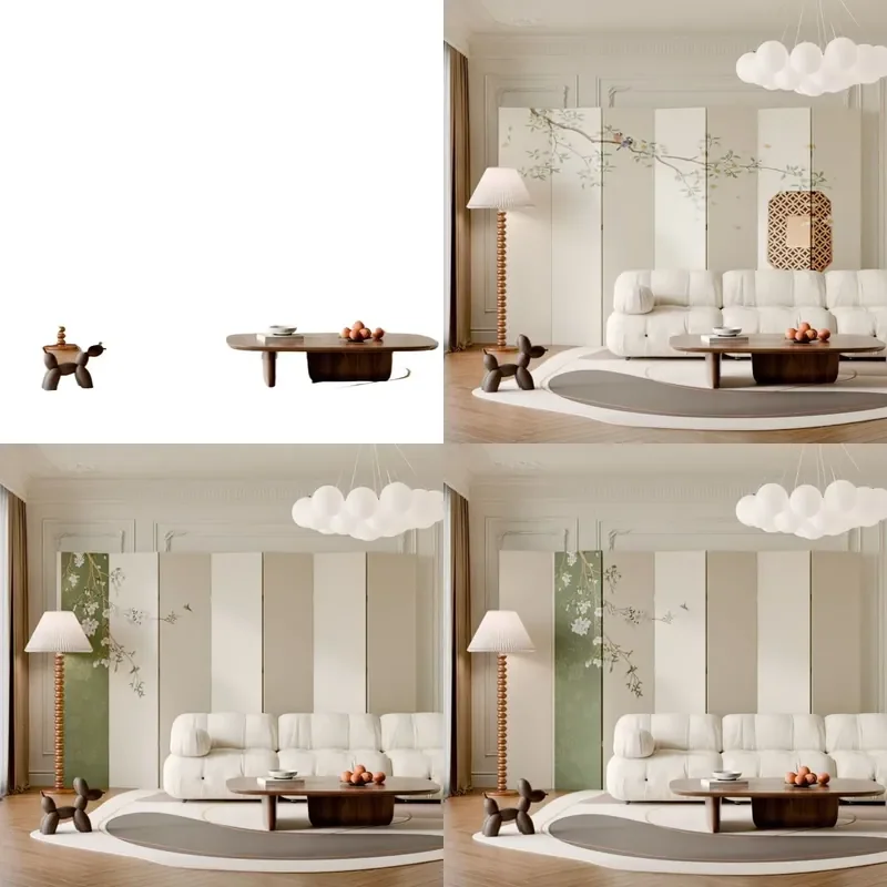 Chinese Style Folding Screen Partition Movable Room Divider for Living Room Entrance Office Antique Decor Wall Panel