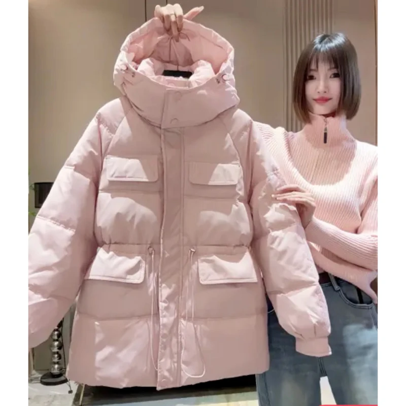 

Thick Waist-cinching Down Cotton-padded Jacket Trendy Popular Outerwear Europe New Winter Parkas Hooded Cotton-padded Jackets