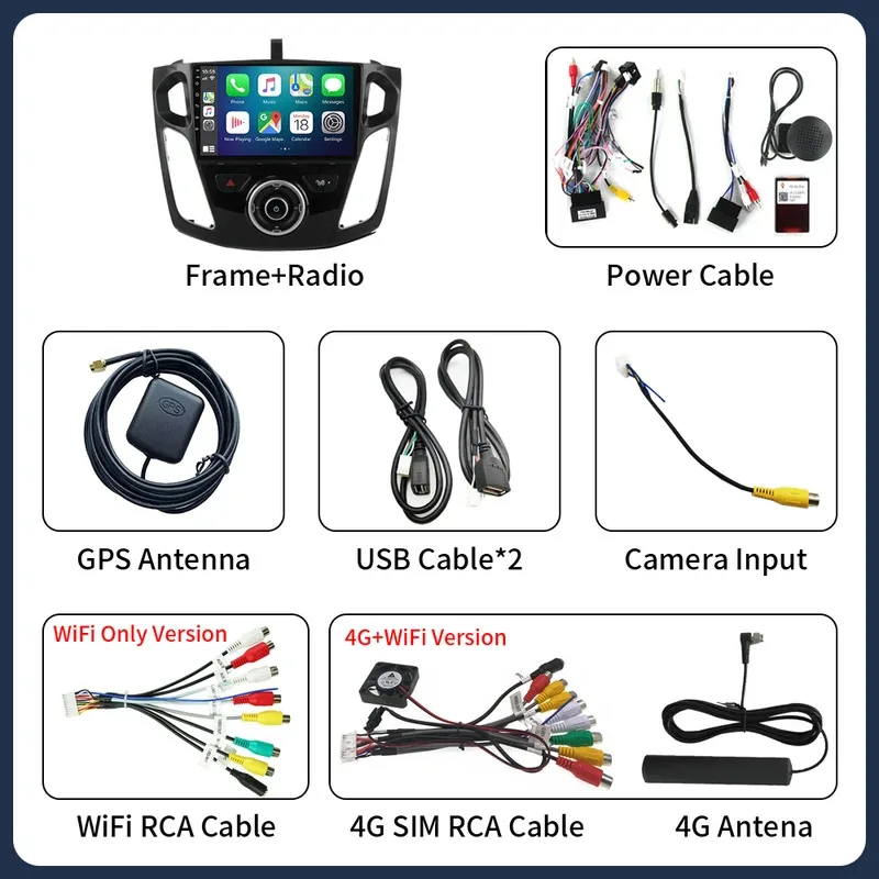 راديو سيارة أندرويد 15 لسيارة فورد فوكس 3 Mk 3 2011 2012 - 2019 مشغل فيديو الوسائط المتعددة رقم 2Din Carplay Auto Stereo DVD 5G WiFi