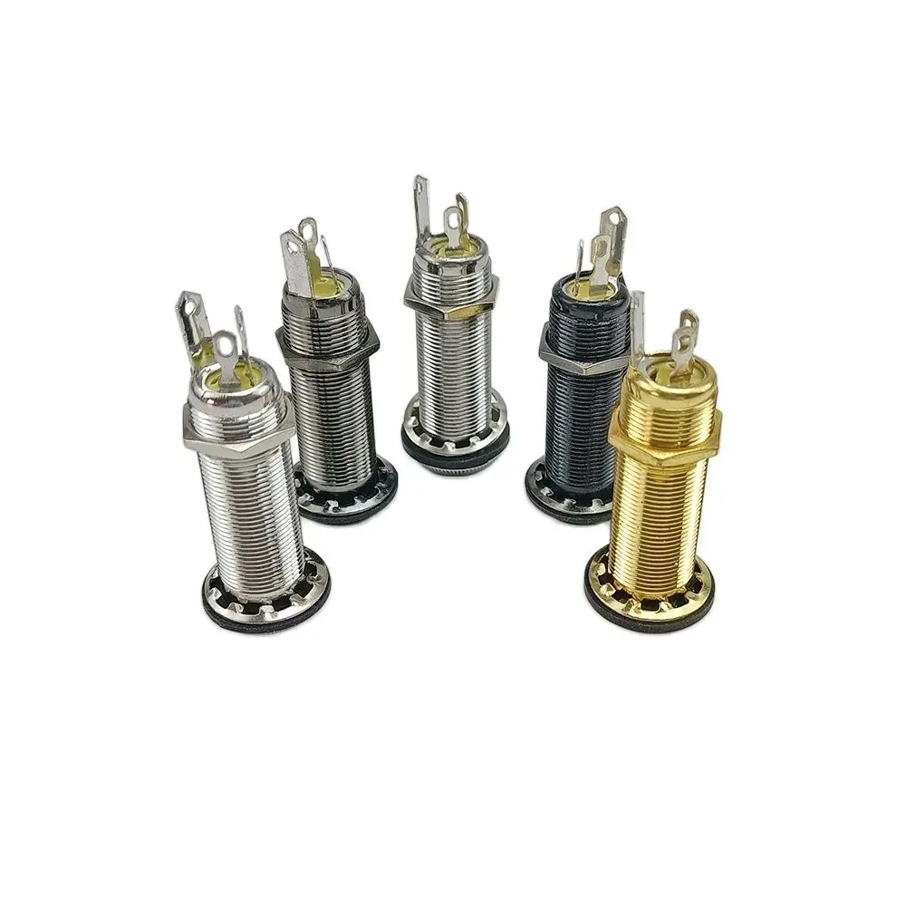 10pcs/lot Electric Guitar Bass Parts 6.35mm Stereo Output Input 1/4 Inch Jack Socket Plug Brass Straight Ribbed Tube Style Jack