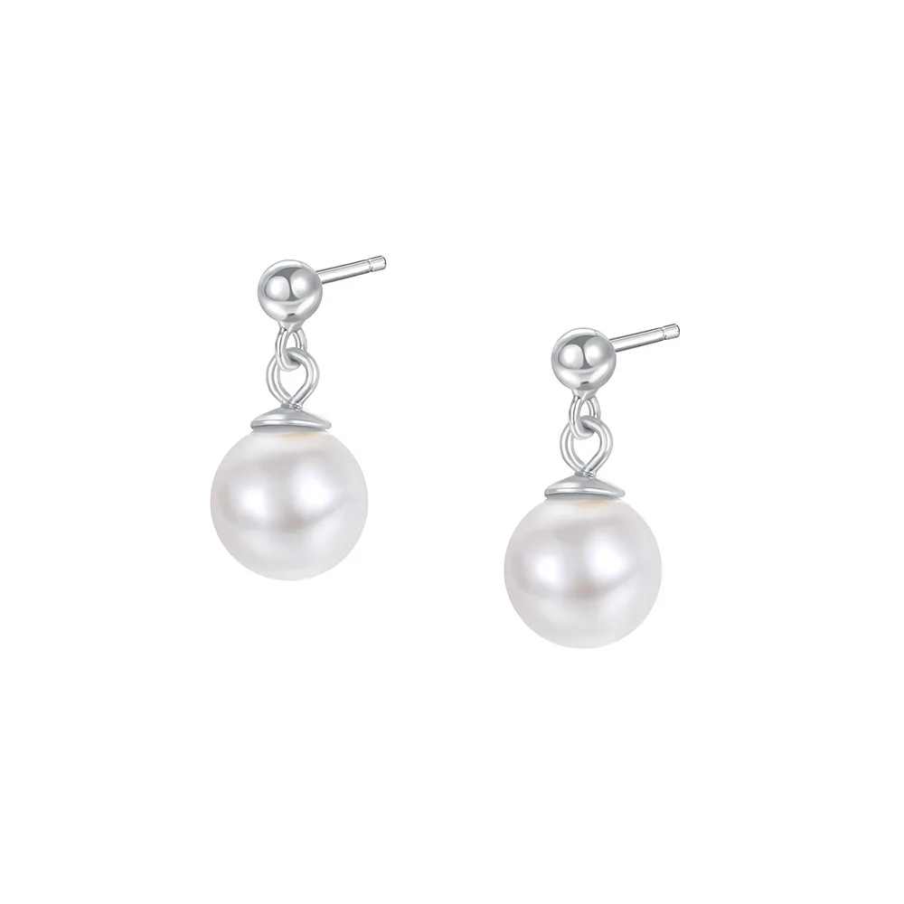 Earrings Silver 925 Synthetic Pearls Beads Simple Unique Beautiful Elegant Jewelry Women's Earrings Pendientes Mujer JHE143