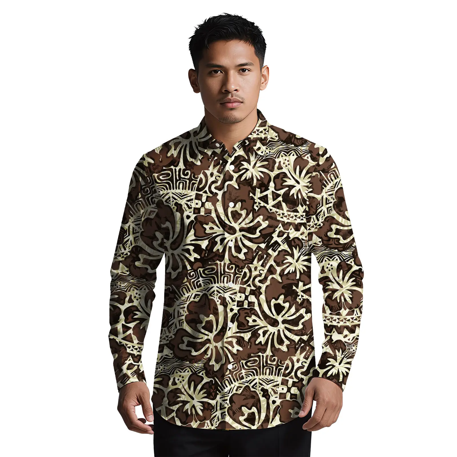 مخصص الأزهار طباعة الرجال الملابس جزيرة هاواي ألوها قمصان للرجال ساموا عارضة الرجال قميص البولينيزية الجديدة ملابس رجالي قميص