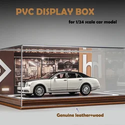 High transparent PVC Display Box For Car Model Leather And Wood Lighting Dust Cover 1/24 Scale Parking Lot Showcase Kid Toy