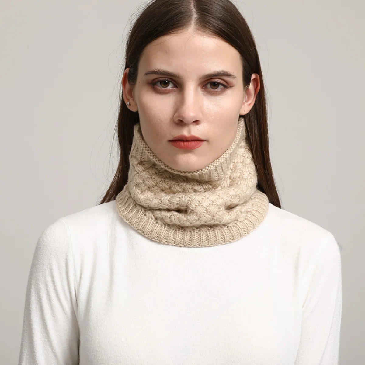 

Новейший зимний шарф, Женский вязаный шарф-кольцо, теплый толстый мужской шарф, защитные шарфы для шеи, унисекс зимний чистый шейный платок