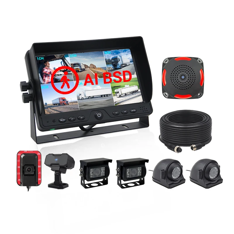 9-inch AHD Quad 4-Channel Camera LCD Automotive Truck For Truck Display