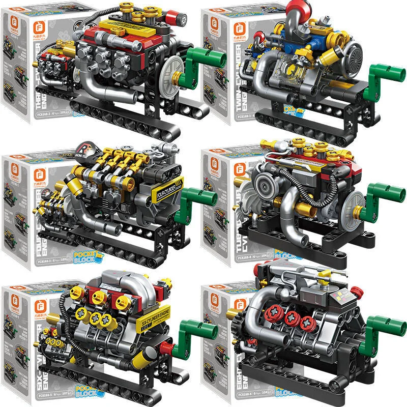 

MOC Mini Racing Engine Building Block Assembly DIY Model Eight Cylinder V8 Engine Children's Puzzle Toy Birthday Gift