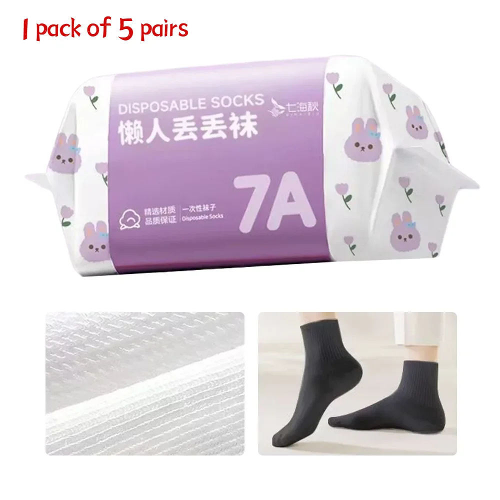 35-43 Wegwerpsokken Wit Zwart Zweetabsorptie Wegwerpkousen Polyester Zachte reisbenodigdheden Sokken Unisex