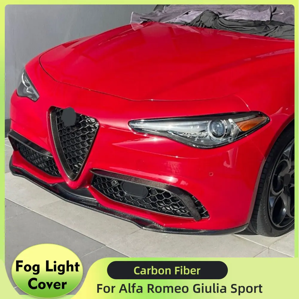

Car Front Bumper Canards Fins Fog Light Covers for Alfa Romeo Giulia Sport 2016-2021 Carbon Fiber Front Lamp Trim Splitters FRP