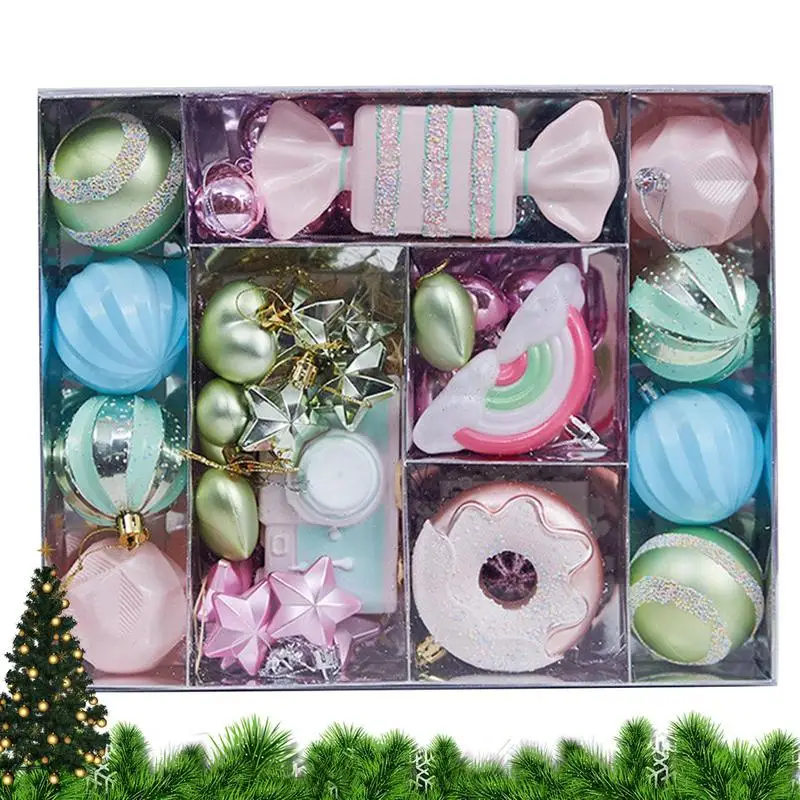 

Christmas Balls Ornaments Candy Color Balls Christmas Ornament Set Shatterproof Dangling Balls Set Decorative Hangable Ornament