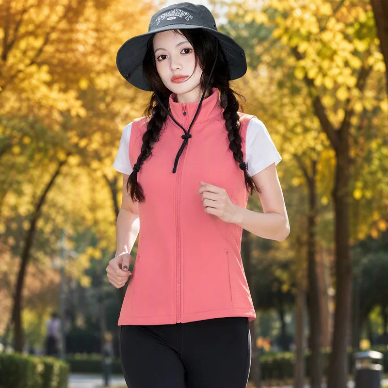 Running Vest Men's Women's Outdoor Cycling Windproof Splash Proof Jacket Fashionable Plush Warm Camping Mountaineering Top