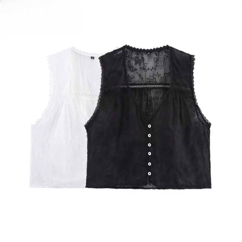 

ZBZR, новинка весны, женская модная вертикальная кружевная вышивка, украшение Svel irt 307905, полиэфирное волокно, пуговицы с v-образным вырезом, Cl...