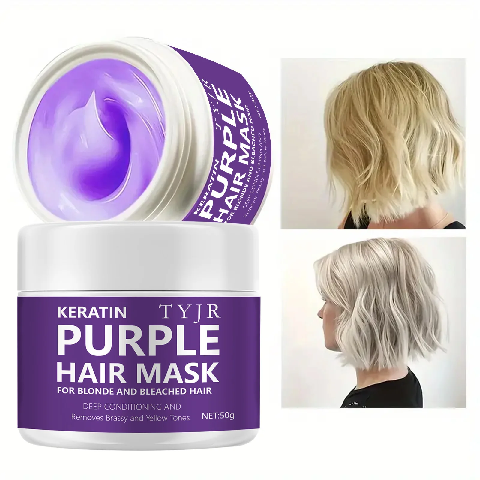 

Color Lock Purple Keratin Hair Mask, For Color-Treated & Chemically Damaged Hair, Prolongs Color & Deeply Repairs