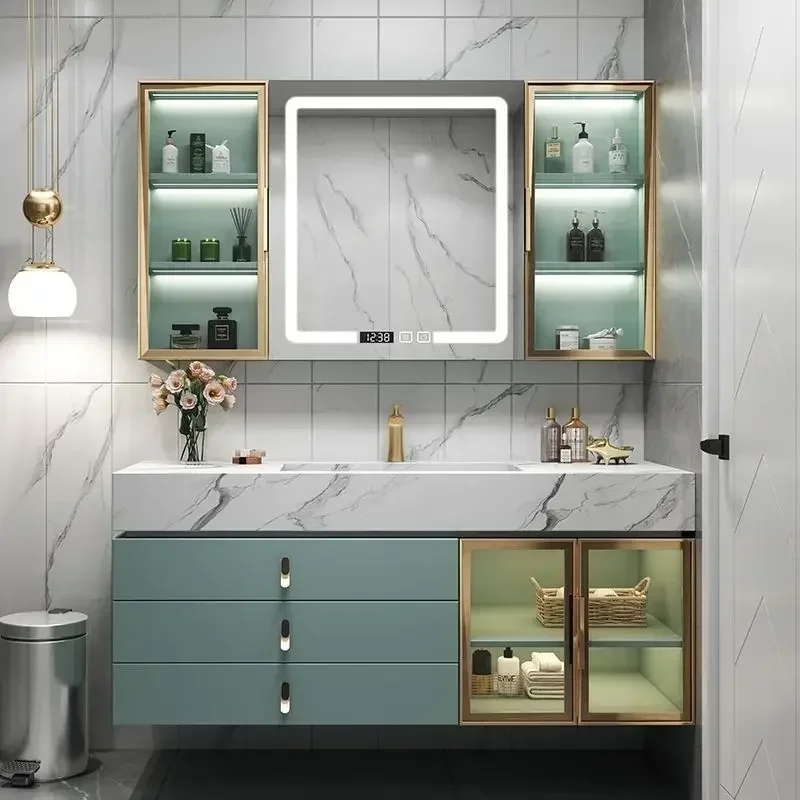 Beauty Luxury Bathroom Cabinet Vanity With Sink Slate Slab Integrated Washbasin Toilet Combination Washbasin Rock Panel