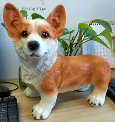 Corgi Dog Figurines Modern Decoration Lucky Resin Craft Corgi Standing Polyresin Home and Garden Decoration statue sculpture