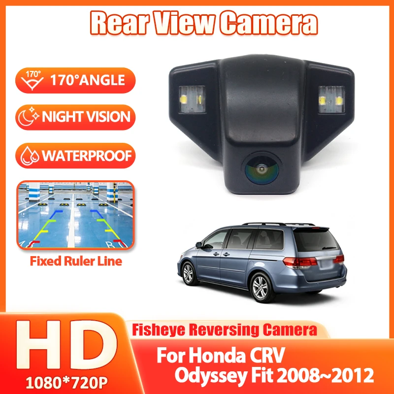 170° HD 1080P Starlight Night Vision Vehicle Plate Light Unit Rear View Camera For Honda CRV Odyssey Fit 2008-2012 Car Reverse