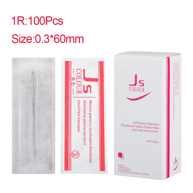 

0.3*60MM Tattoo Needles 1RL 100pcs/Lot Disposable Sterilized Professional For Tattoo Eyebrow Pen Machine Permanent Makeup