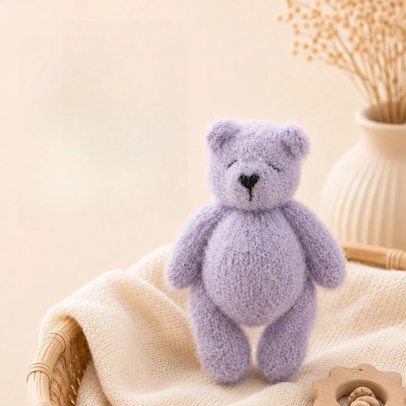 Newborn Photography Props Cute Handmade Knitted Bear Doll Decoration Accessories for Studio Photoshoot Baby Souvenirs Prop view 6