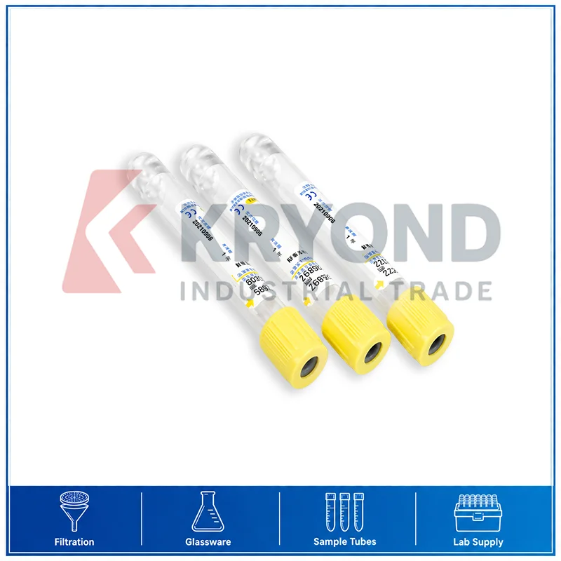 50pcs Vacuum Blood Collection Tube 5ml 10ml Coagulation Separation Gel Yellow Cap Laboratory Sample Storage Research Use Pack