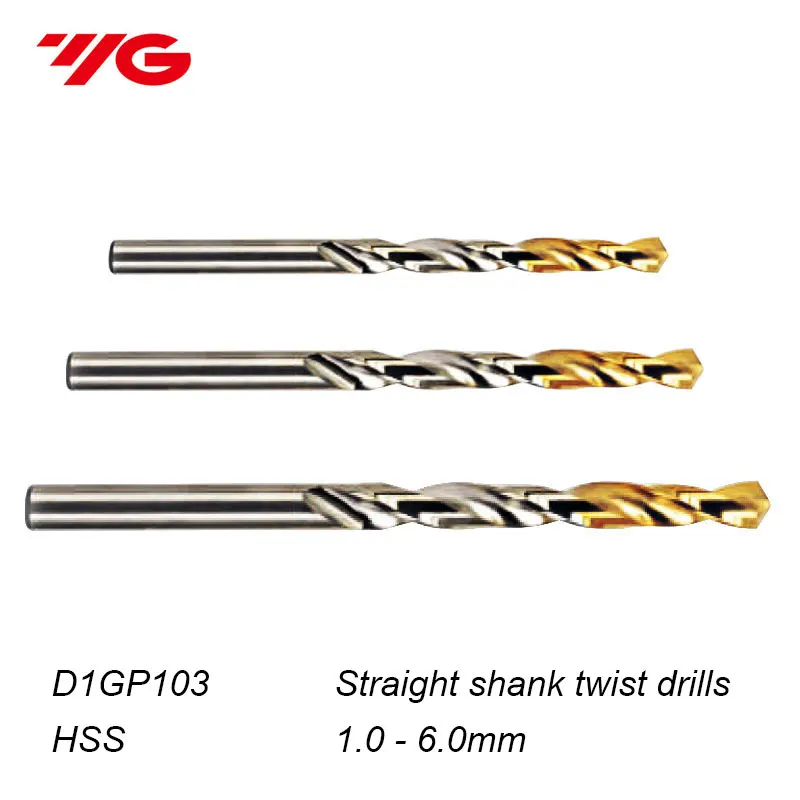 YG-1 D1GP103 1.0-6.0mm 10pcs/set HSS Titanium Coating Twist Drill Processing: Stainless Steel. Alloy Steel. Aluminum Etc.