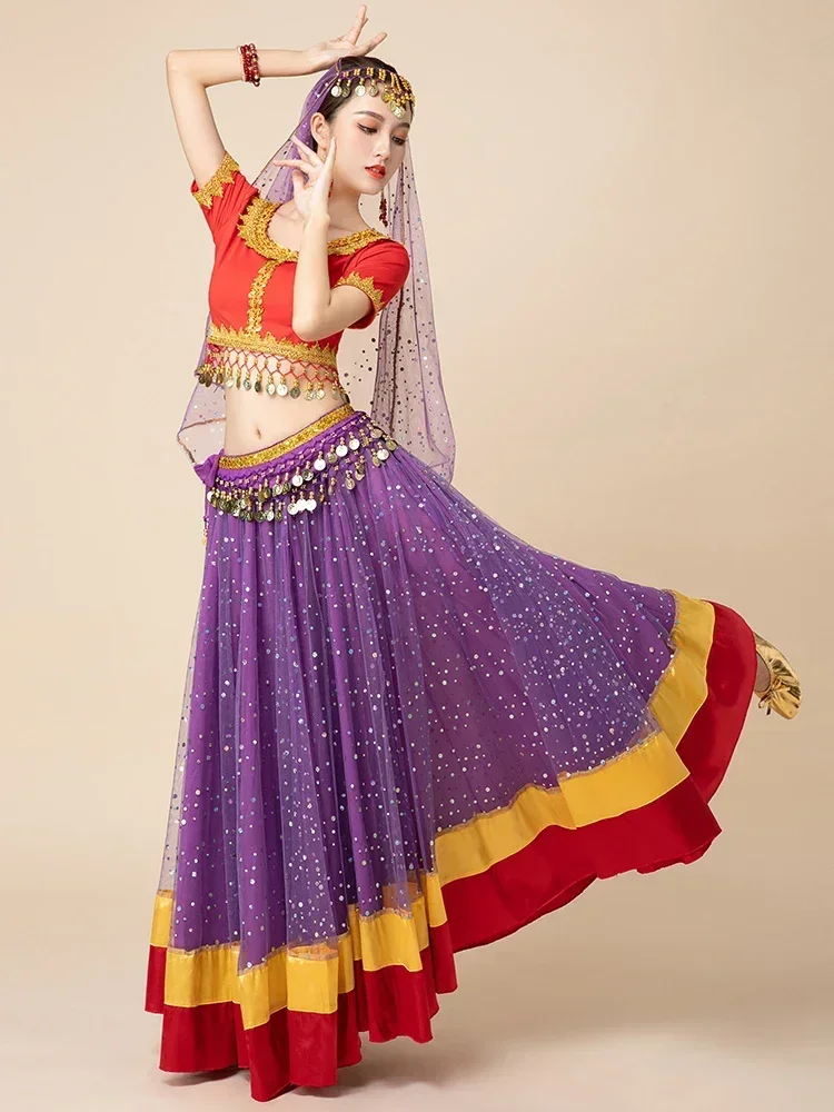 Exotic Western Region Dance Girl Belly Annual Party Group Dance Costume Set of Five Pieces