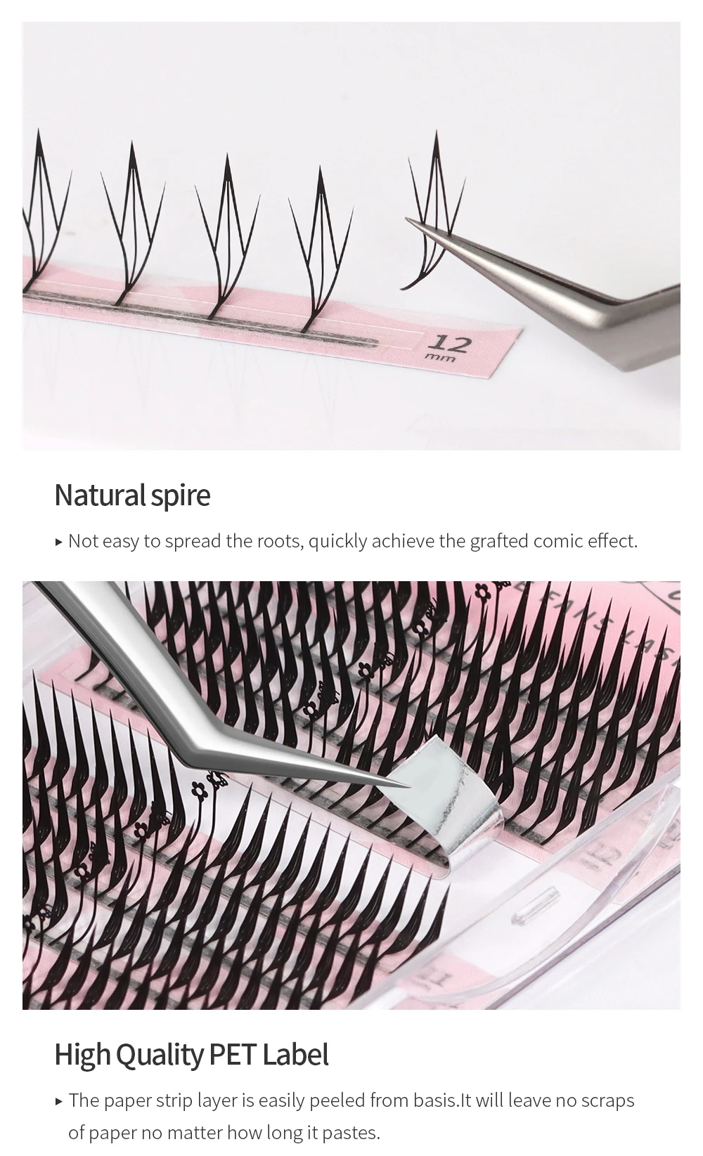 GLAMLASH LU/M Curl Comic Spire Lashes Vorgefertigte Volumen-Wimpern Feder-Anime-Effekt Weiche Federform Flatternde Wimpernverlängerungen – Detail 5