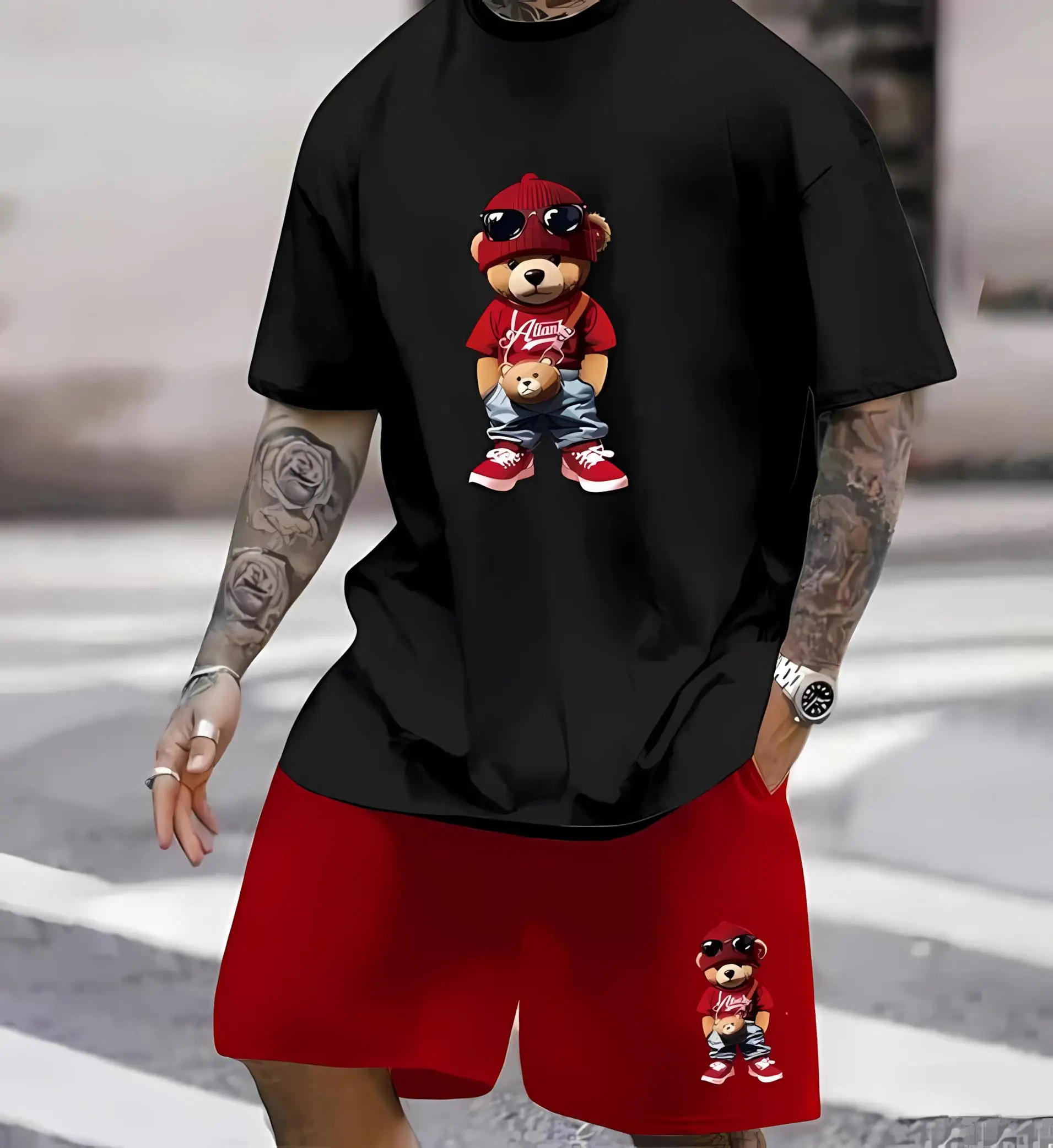 

Хит продаж: Мужской летний комплект 2026 года – футболка с круглым вырезом и шорты, повседневный, удобный, уличный стиль, с коротким рукавом, из двух предметов