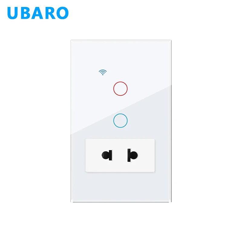 UBARO 118×75mm Thailand Standard WiFi Smart Switch Socket, 2 Gang Touch Control, Tuya APP Alexa Google Home Voice Control, Tempe image 2