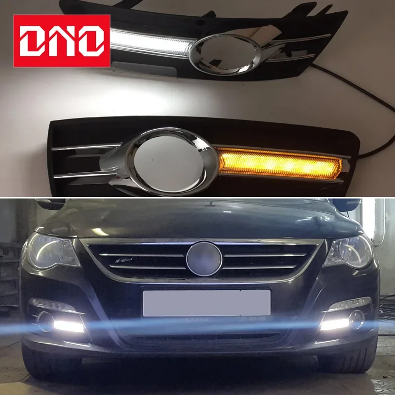 

Автомобильные светодиодные DRL дневные фонари для Volkswagen VW CC 2009-2013, желтый указатель поворота, ночные синие ходовые огни, автомобильные противотуманные фары, авто дальнего света