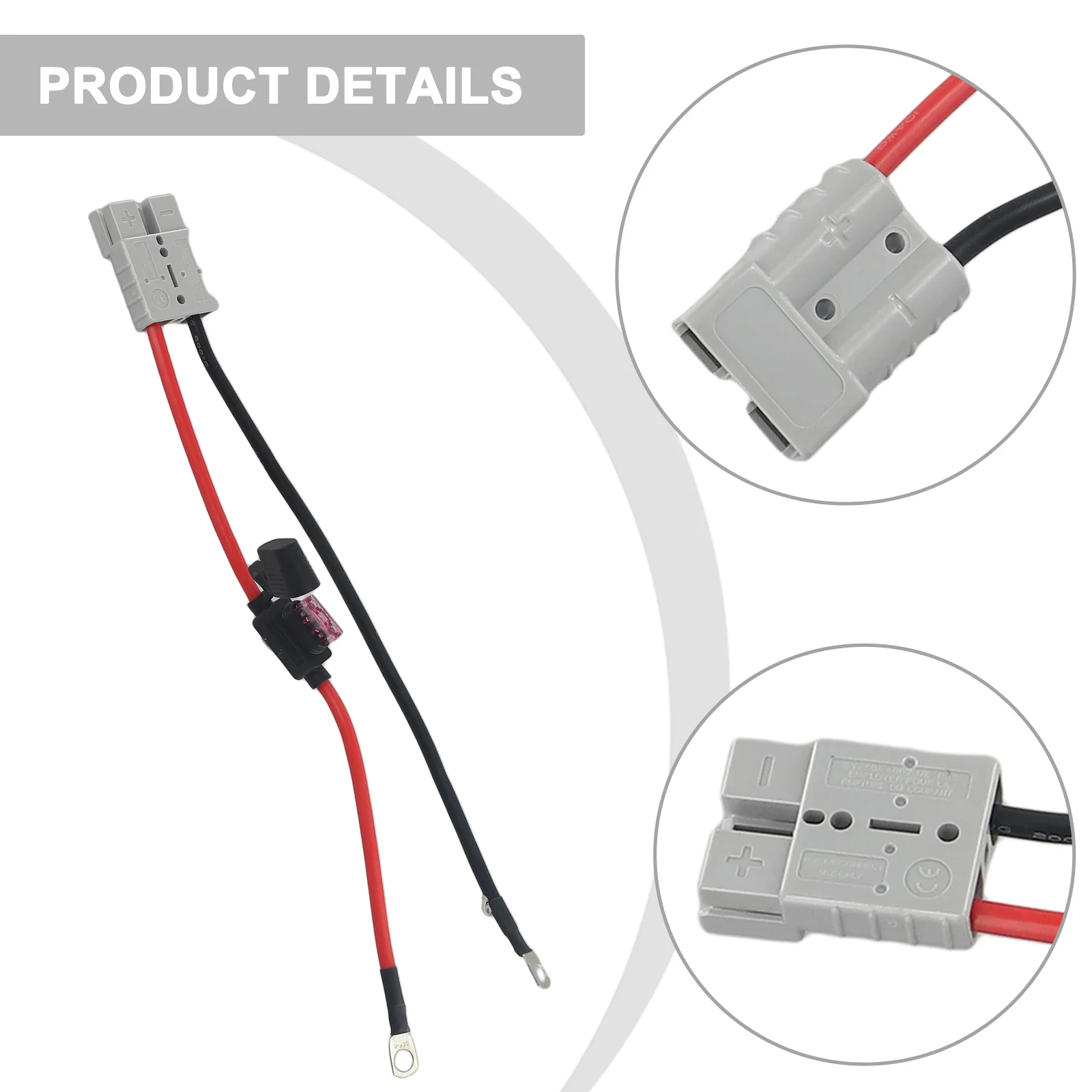 10AWG 50Amp Connector For To Lug M8 Terminal Battery Charging Connector Cable Kit Cable Binding Post Sheath 10AWG