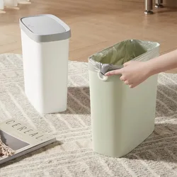 Plastic Waste Bin Trash Can for Kitchen Bathroom Trash Bin Bedroom Living Room Home Dustbin without Pressure Ring Garbage Can