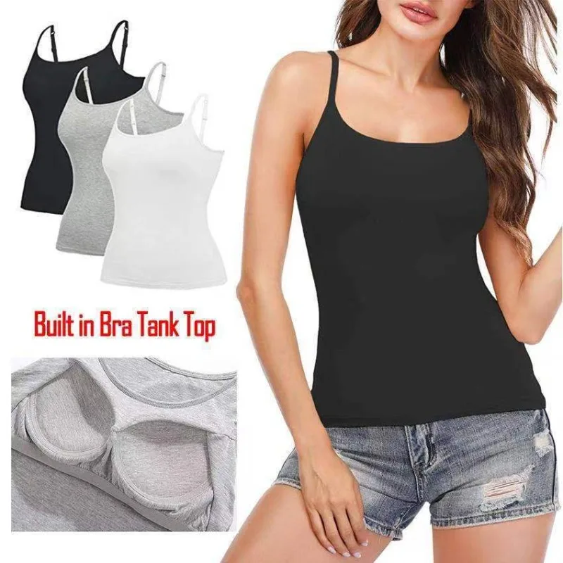 Summer Lady Modal Camisole Girls Ladies Padded Chest Inner Wear Slim-Fit Flattering Back Underwear Comfortable Woman Loungewear