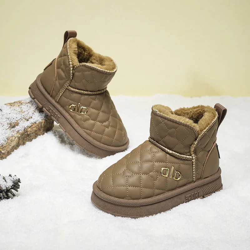 جديد الأطفال أحذية الموضة الشتاء سميكة الفتيان الفتيات المضادة للانزلاق الأحذية الجلدية الدافئة الجانب سستة الصلبة الاطفال 2026 حذاء كاجوال #6