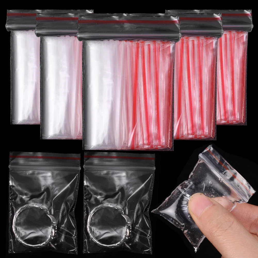 500/10PCS Plastic Zipper Sealed Bags Vacuum Storage Bag for Small Jewelry Kitchen Food Packing Clear Reclosable Sealing Pouch