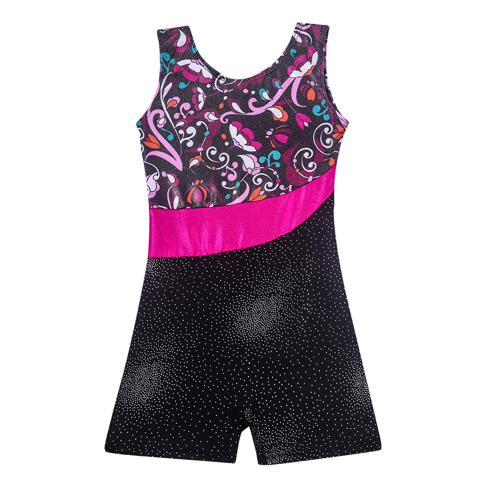 Leotard for Girls Gymnastics with Shorts Children Outfit Biketard Kids Practice Clothing Sleeveless Training Dancewear