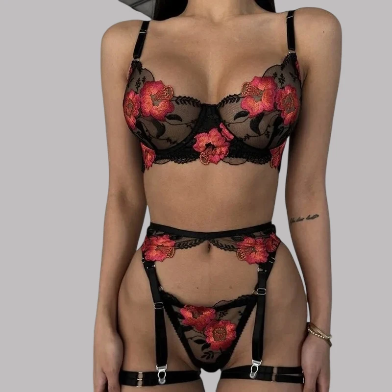

Toucheart сетчатое сексуальное женское белье с цветочным принтом, трусики с подвязками, 3 шт., тонкий прозрачный лоскутный полый интересный эротический частный костюм для взрослых