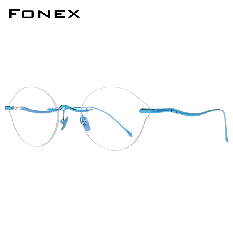 FONEX Pure Titanium Eyeglasses Frame Women Luxury Brand Design Rimless Glasses Men Ultralight Framless Japanese Eyewear 8534