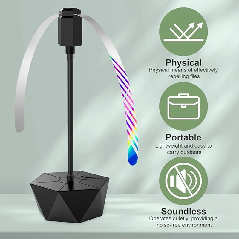 Voar ventilador repelente com lâminas macias, ventilador de mosca portátil para mesas, moscas seguras longe, piquenique, churrasco, etc, durável