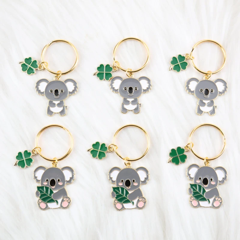 2/3/6Lucky Koala and Four-Leaf Clover Keychain Set Animal costume Bag pendant decoration Keychain Pendant  Suitable for party gi
