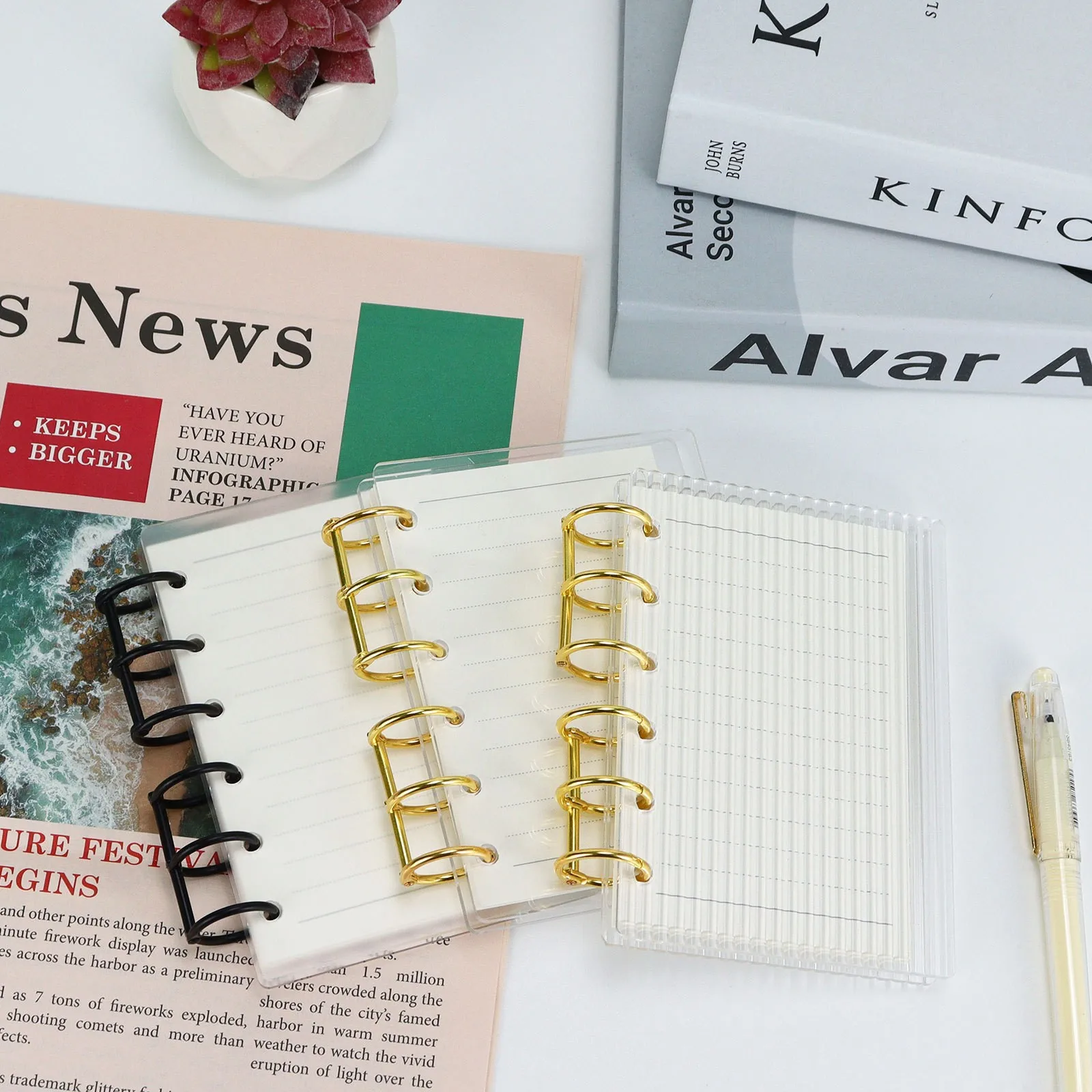 A7 transparent twill binder acrylic transparent shell 6-hole detachable shell notebook coil binder replacement core