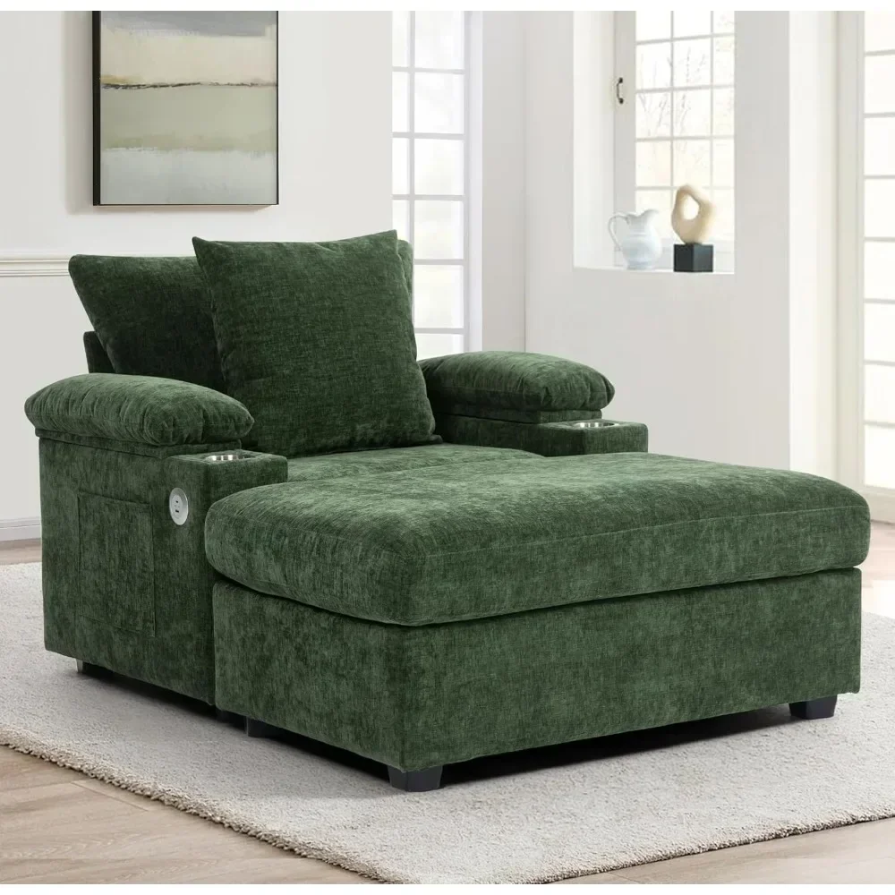 

Oversized Chaise Lounge Indoor for Living Room, Comfy Deep Seat Sleeper Reclining Chair with Thickened Cushions Widened Armrests