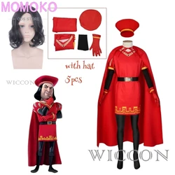 Lord Farquaad Cosplay Anime Costume Uniform Cloak Glove Hat Set Medieval Cosplay Halloween Party Red Outfit For Kid Women Men