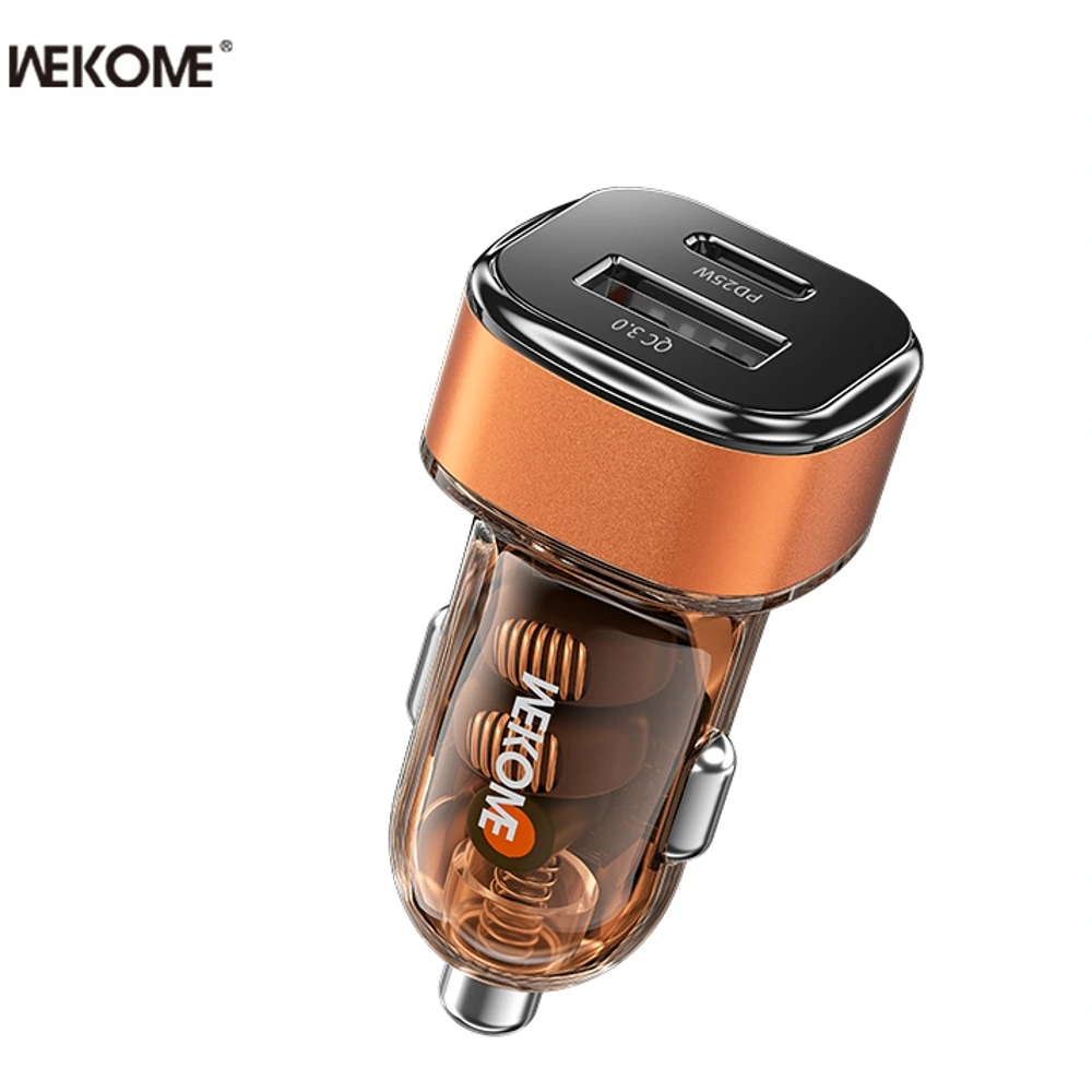 WEKOME 43W USB Tipo C Carregador de carro Soquete de cigarro PD QC3.0 Carregador de telefone de carro de carregamento rápido para iPhone Samsung Xiaomi